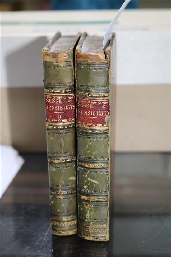 Austen, Jane - Sense and Sensibility, Clarkes Cabinet Edition, 2 vols, 239 & 244pp, contemporary green half